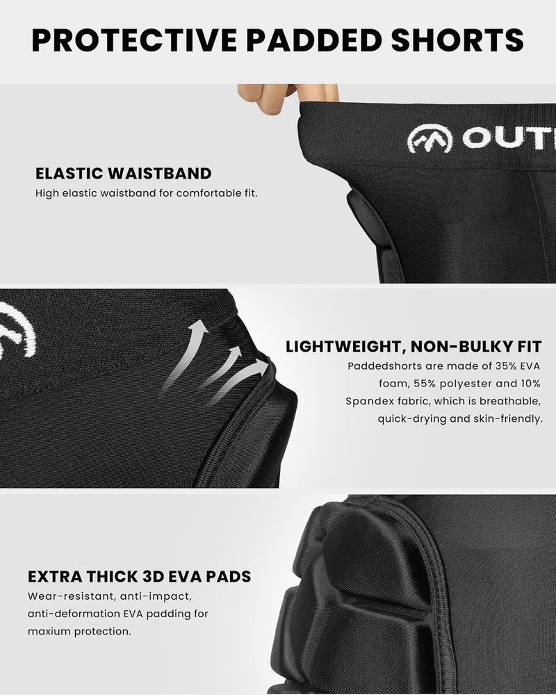 OutdoorMaster Snowboard Butt Pad - 3D Protection Impact Shorts With Thick EVA Pads for Snowboarding, Skating and Skiing - Tailbone Protection - 3 Sizes - Image 2